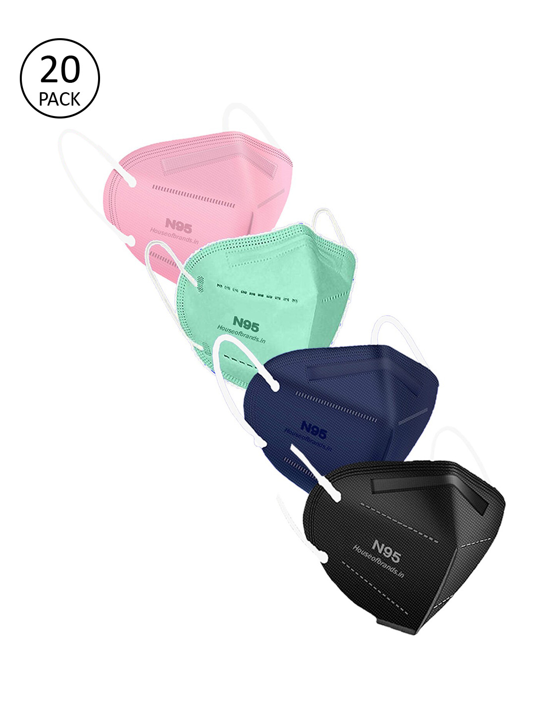 

Swiss Design Adults Pack Of 20 Solid 5-Ply Disposable Anti-Pollution Outdoor N95 Masks, Pink