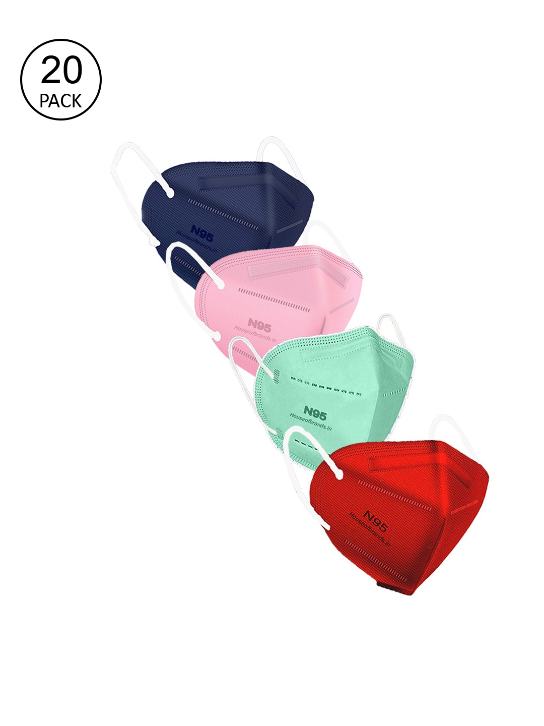 

Swiss Design Unisex Pack Of 20 Solid 5-Ply Disposable Outdoor Anti-Pollution N95 Masks, Red