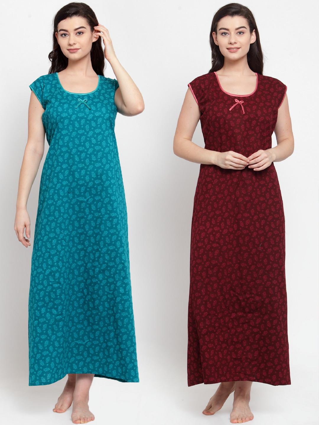 

Secret Wish Pack of 2 Printed Nightdress, Blue
