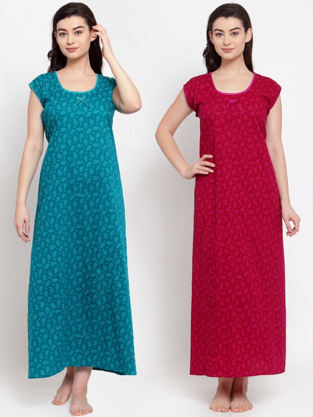 

Secret Wish Pack of 2 Printed Maxi Nightdress, Blue