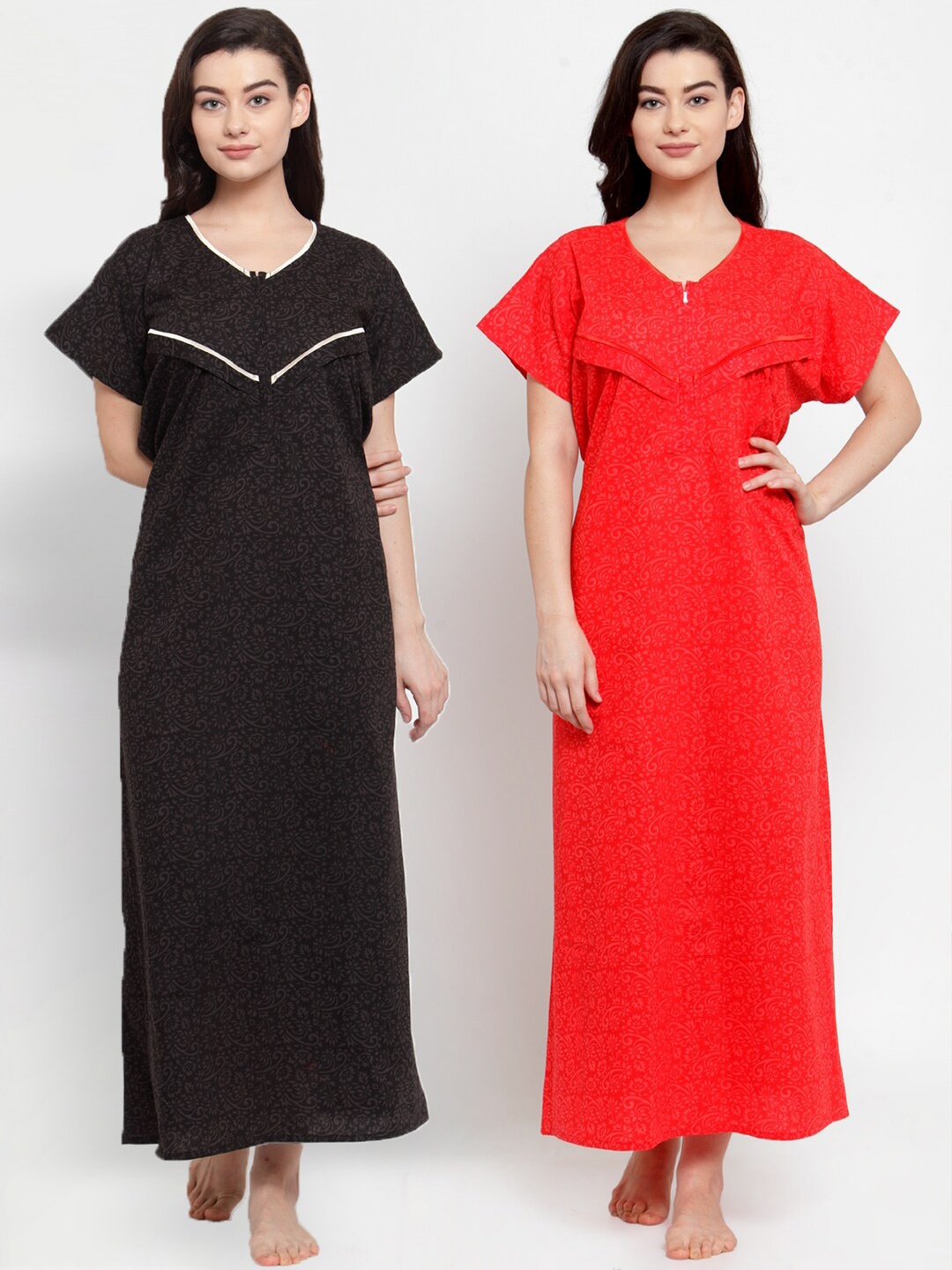 

Secret Wish Red & Black Pack of 2 Printed Maxi Nightdress