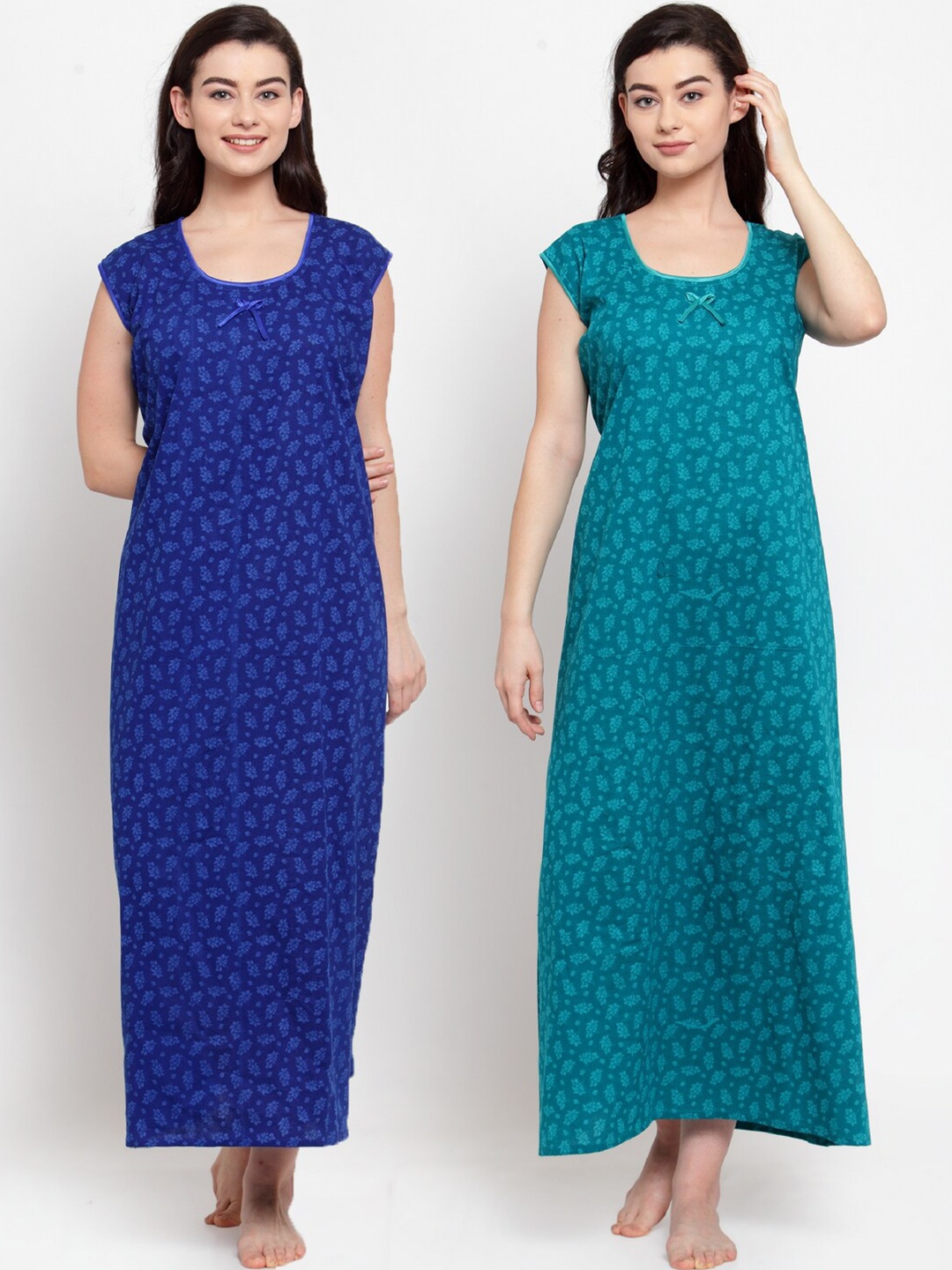 

Secret Wish Pack of 2 Printed Maxi Nightdress, Blue