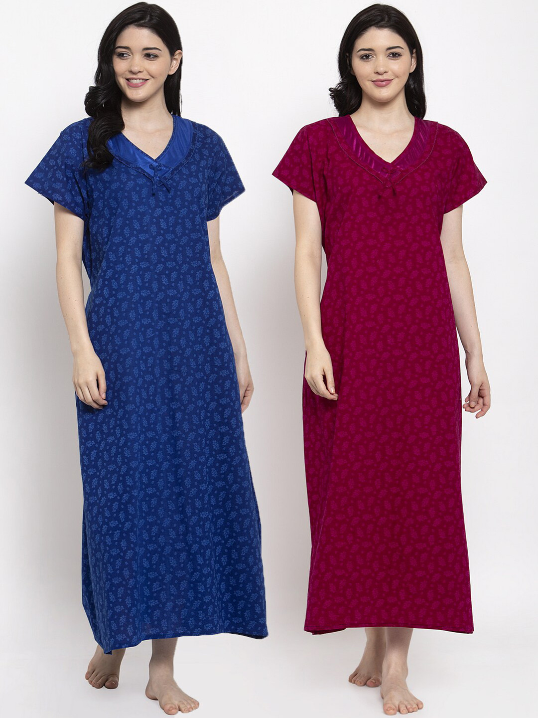 

Secret Wish Pack of 2 Printed Maxi Nightdress, Blue