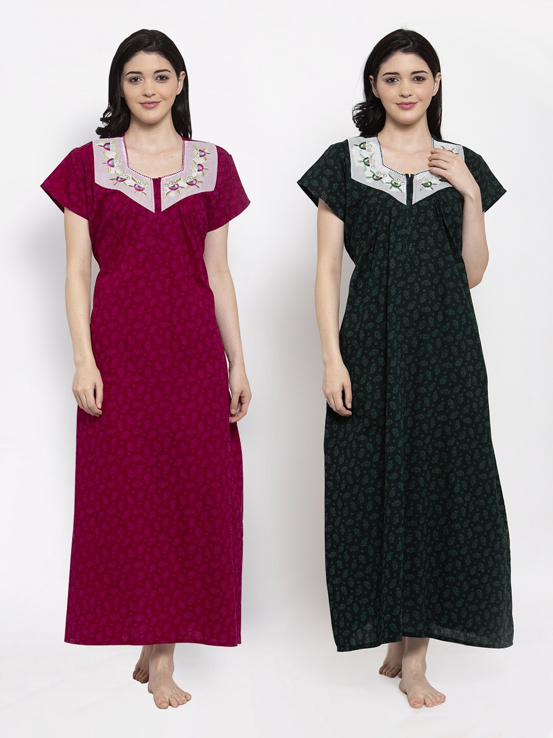 

Secret Wish Pack of 2 Printed Maxi Nightdress, Magenta