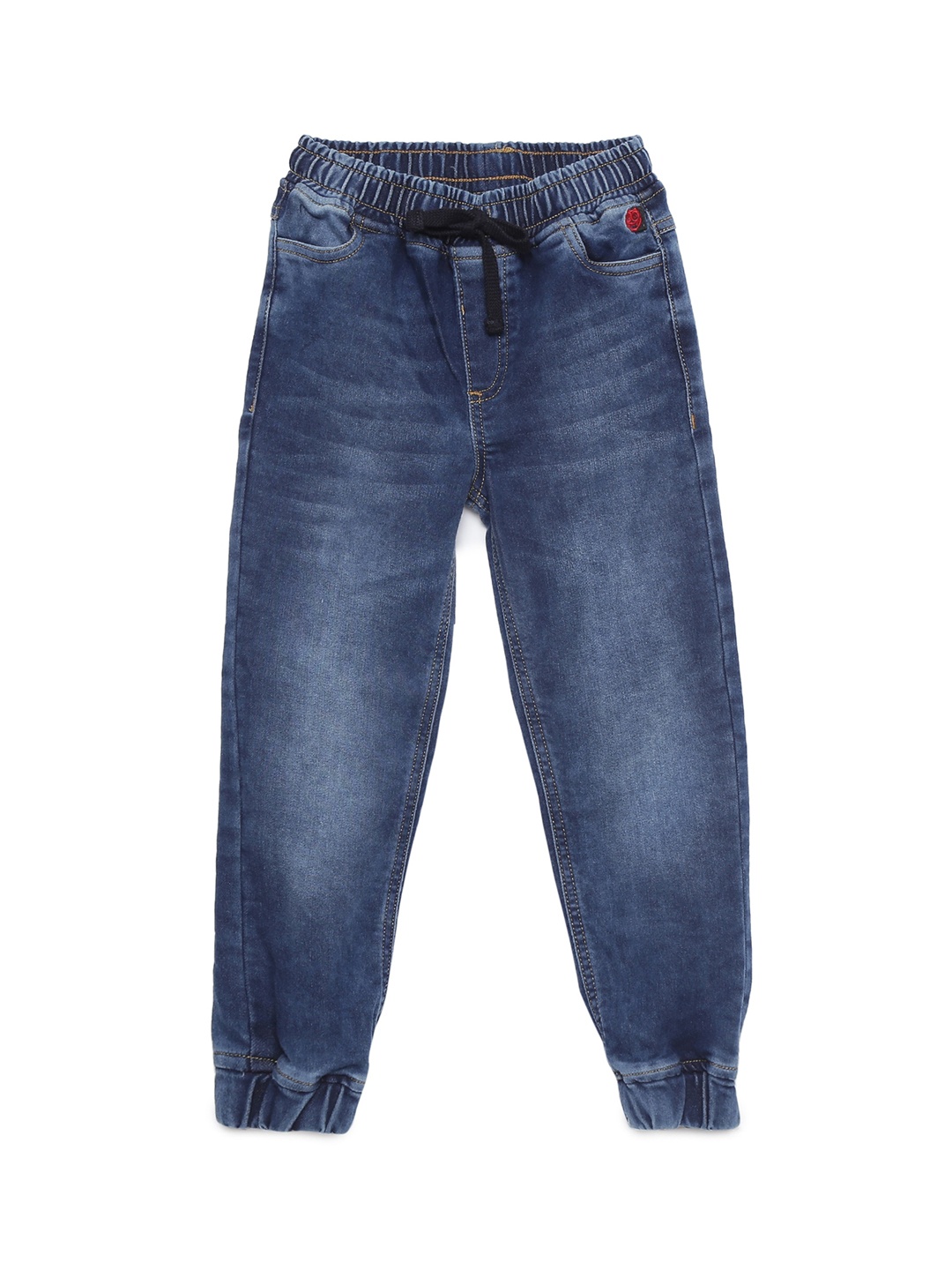 

UNDER FOURTEEN ONLY Boys Navy Blue Slim Fit Mildly Distressed Light Fade Jeans