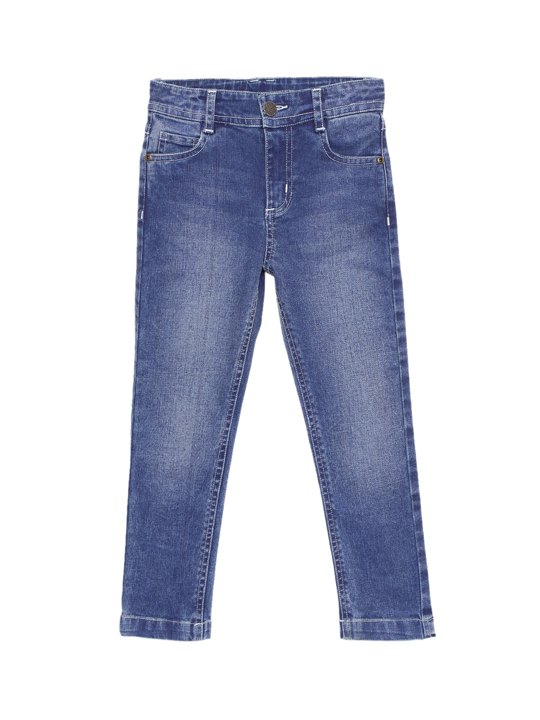 

UNDER FOURTEEN ONLY Boys Navy Blue Slim Fit Light Fade Cotton Jeans