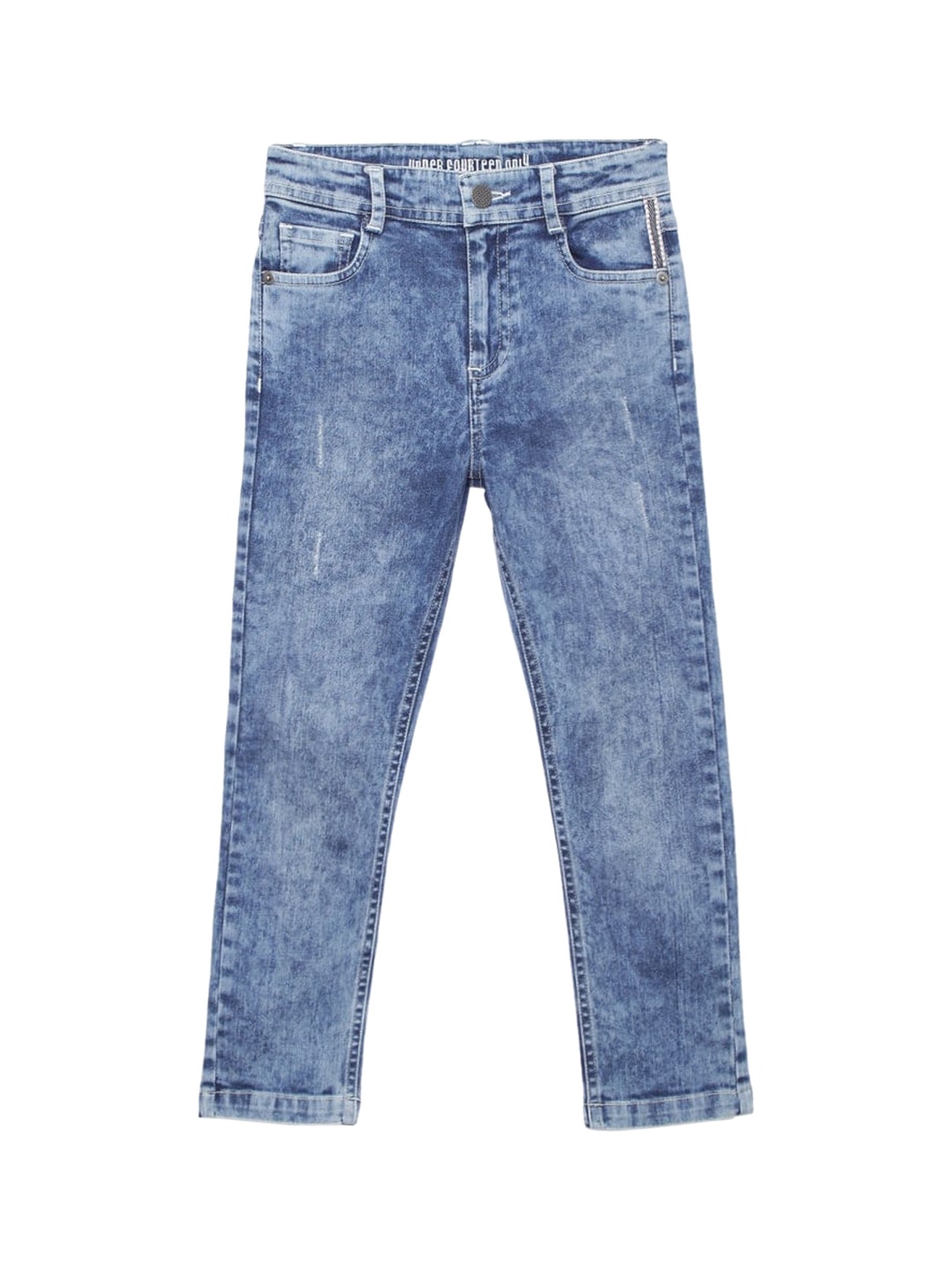 

UNDER FOURTEEN ONLY Boys Blue Slim Fit Highly Distressed Heavy Fade Jeans
