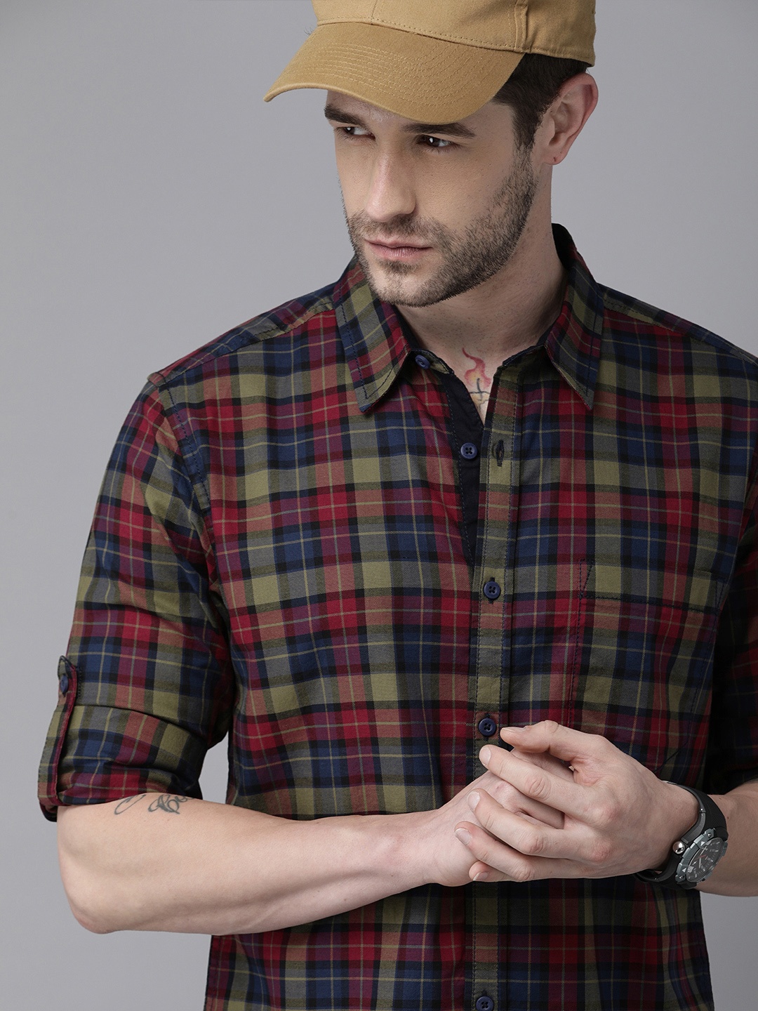 

Roadster Men Multicoloured Tartan Checks Opaque Pure Cotton Casual Shirt, Multi