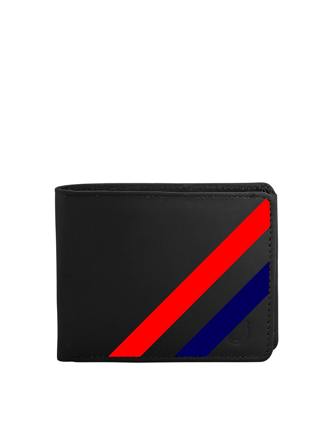 

Blacksmith Men Black & Red Striped PU Two Fold Wallet with SIM Card Holder