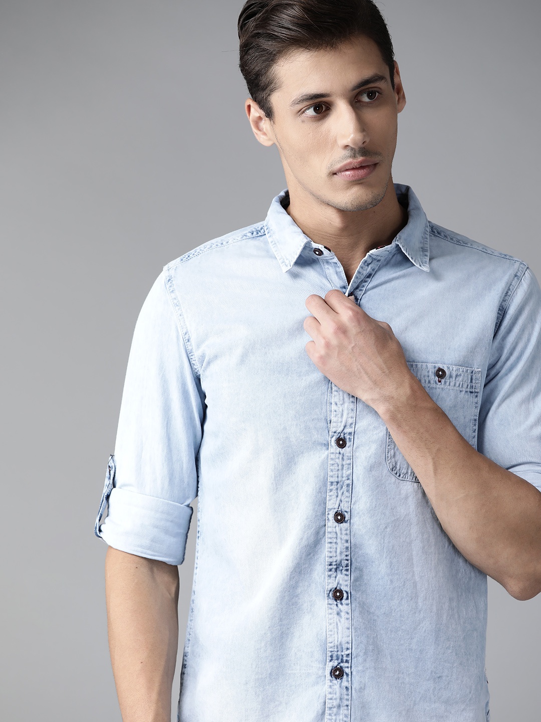 

Roadster Men Blue Pure Cotton Opaque Casual Shirt