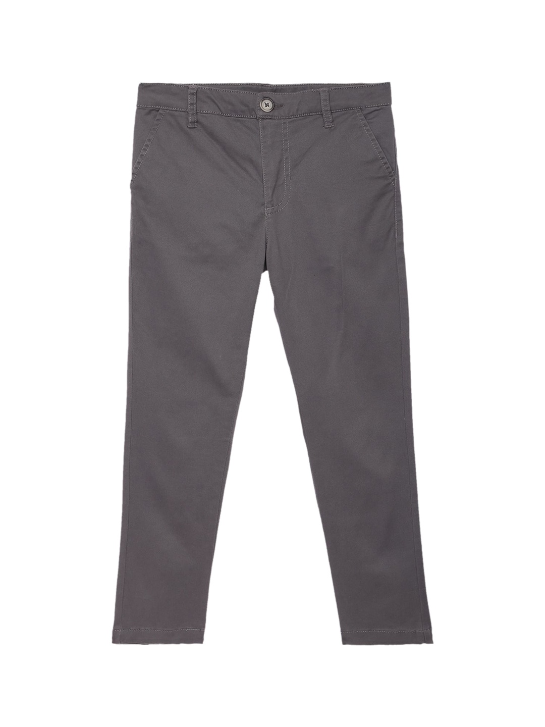 

UNDER FOURTEEN ONLY Boys Grey Solid Slim Fit Trousers