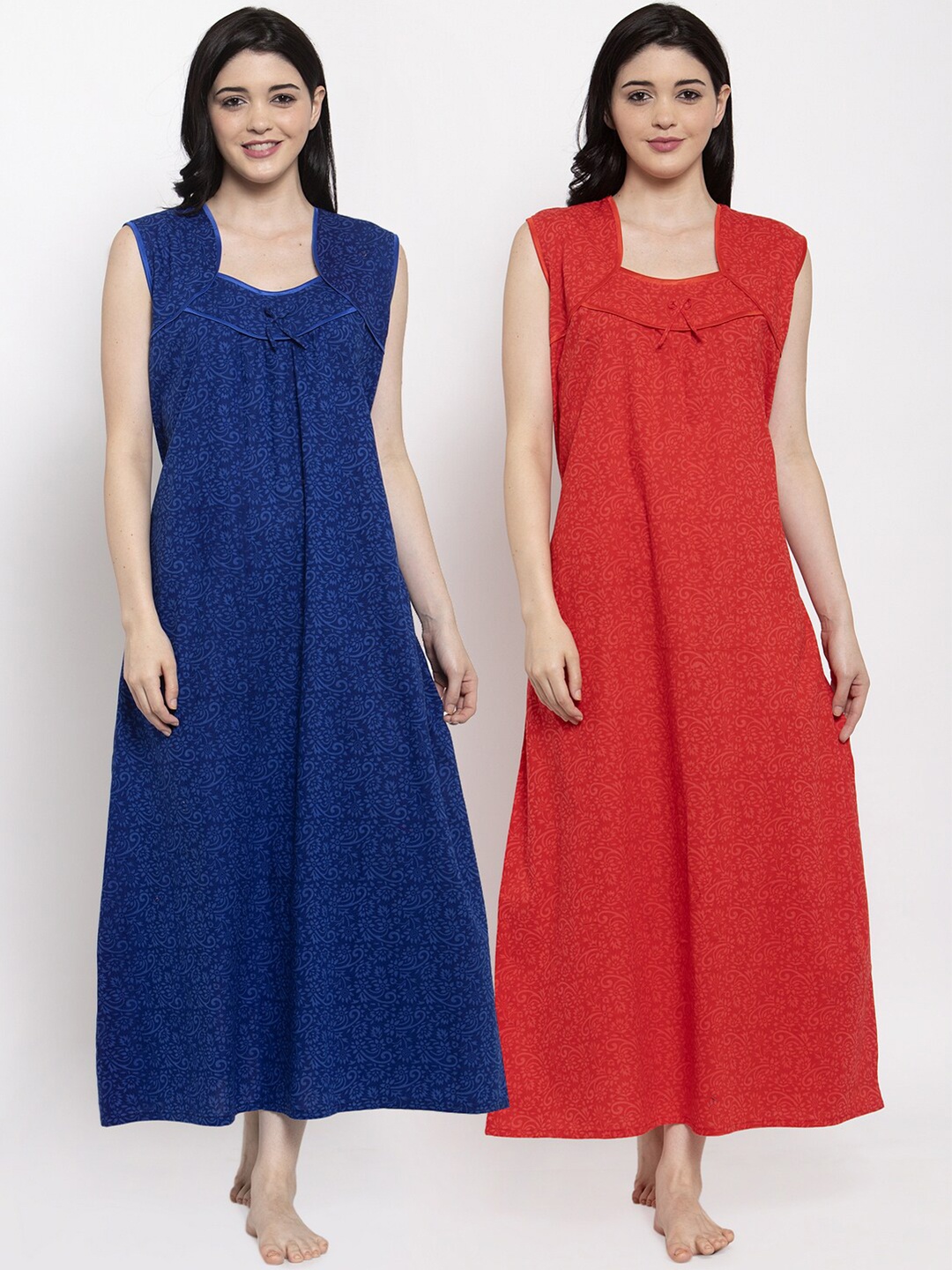 

Secret Wish Set of 2 Blue & Red Printed Nightdress