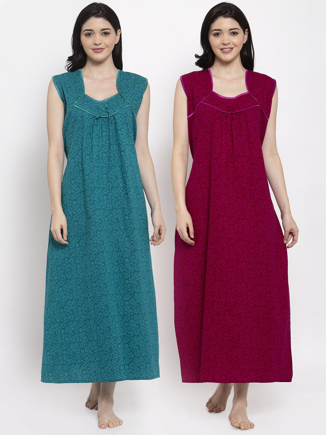 

Secret Wish Pack of 2 Printed Maxi Nightdress, Blue