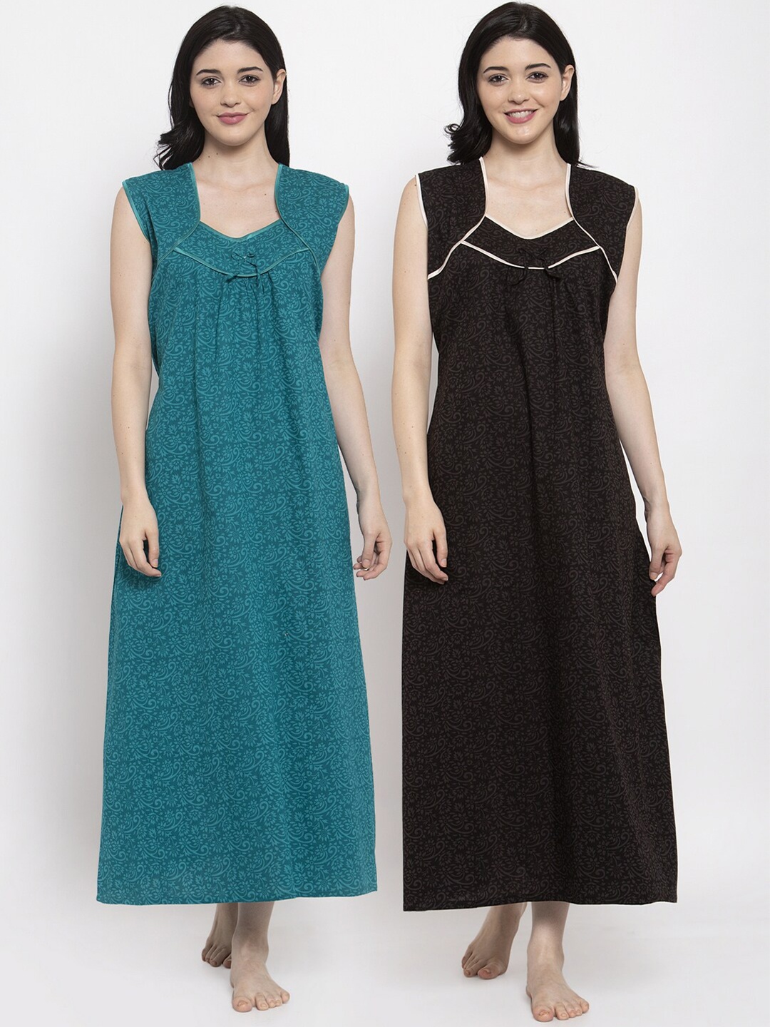 

Secret Wish Pack of 2 Printed Maxi Nightdress, Blue