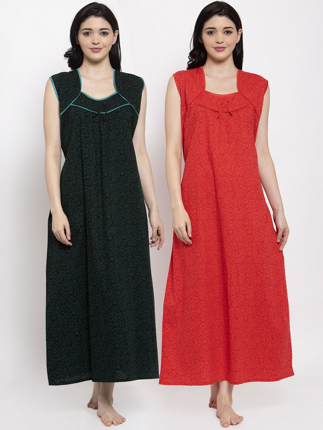 

Secret Wish Red & Green Pack of 2 Printed Nightdress