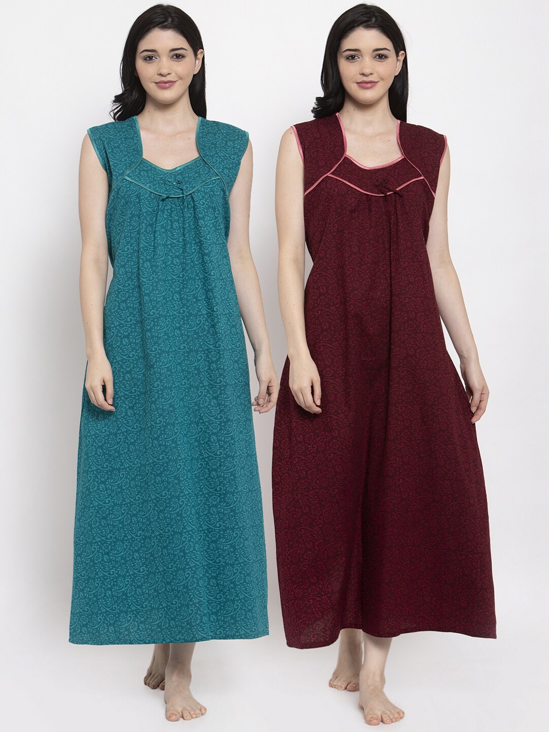 

Secret Wish Pack of 2 Printed Nightdresses, Blue
