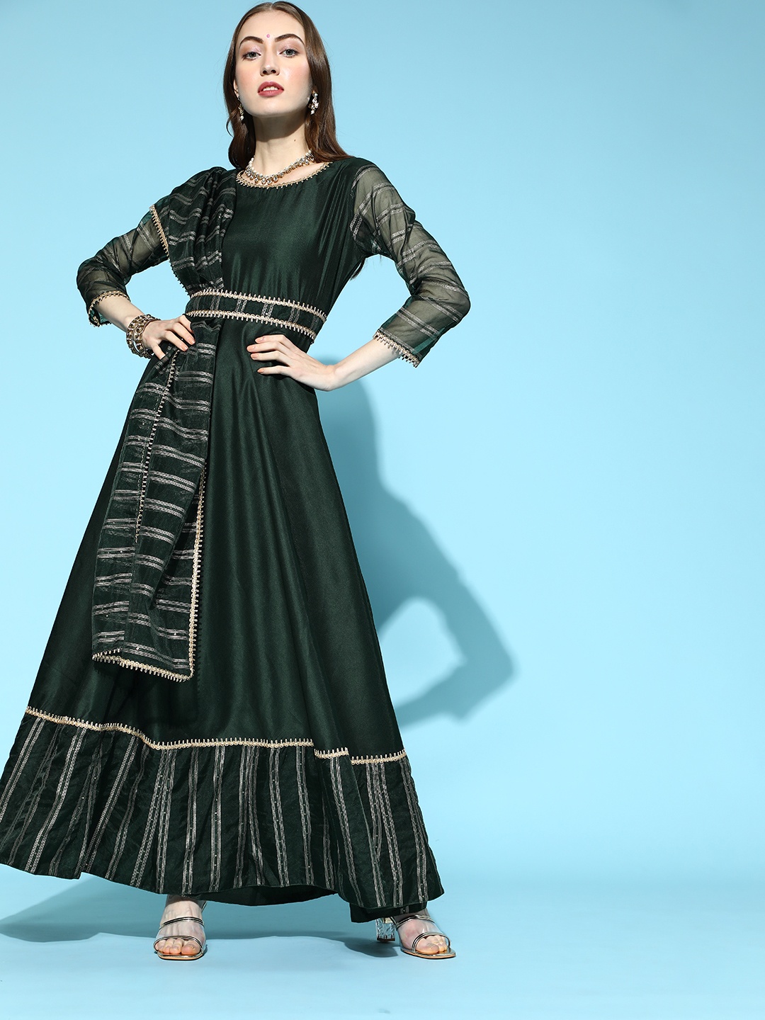 

Indo Era Gorgeous Green Liva Kurta