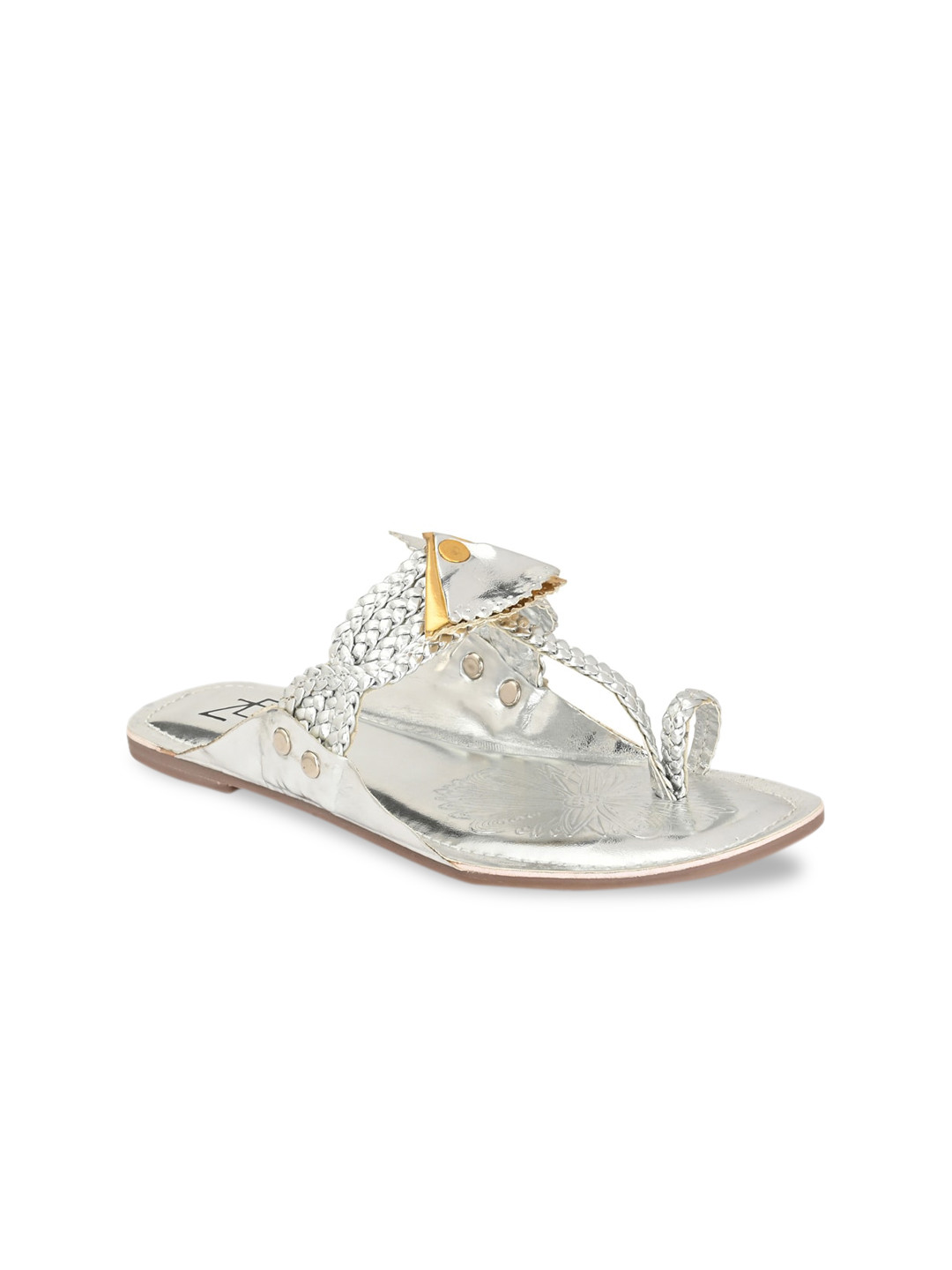 

Zebba Women Silver-Toned Embellished One Toe Flats
