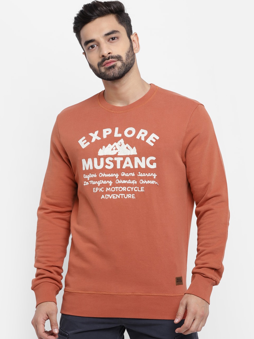 

Royal Enfield Men Rust Typography Printed Sweatshirt