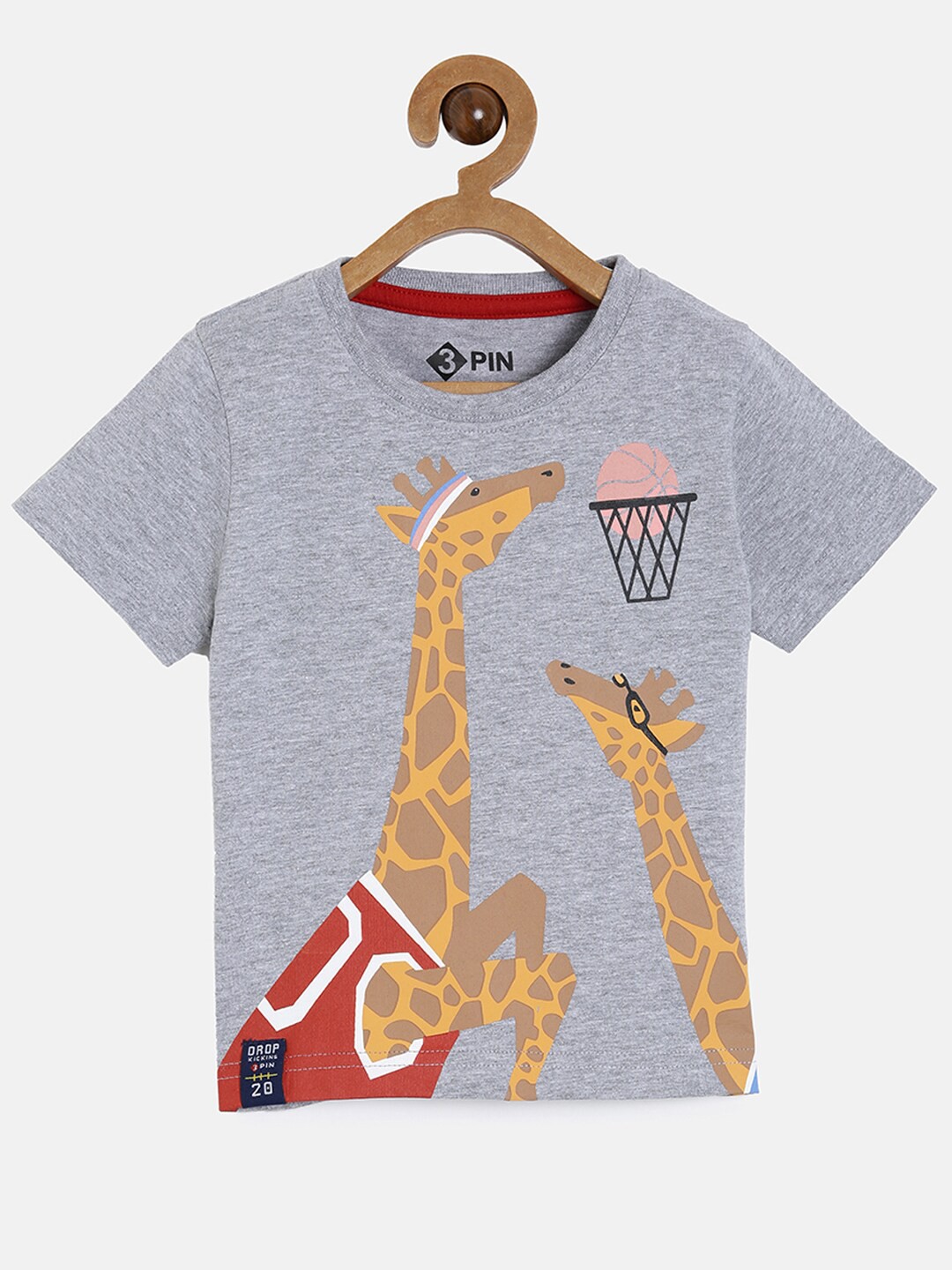 

3PIN Boys Grey Animal Printed T-shirt