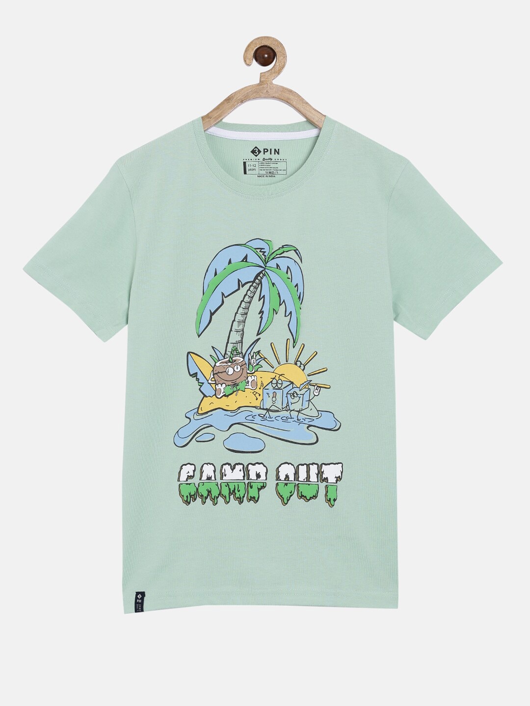 

3PIN Boys Green Printed T-shirt