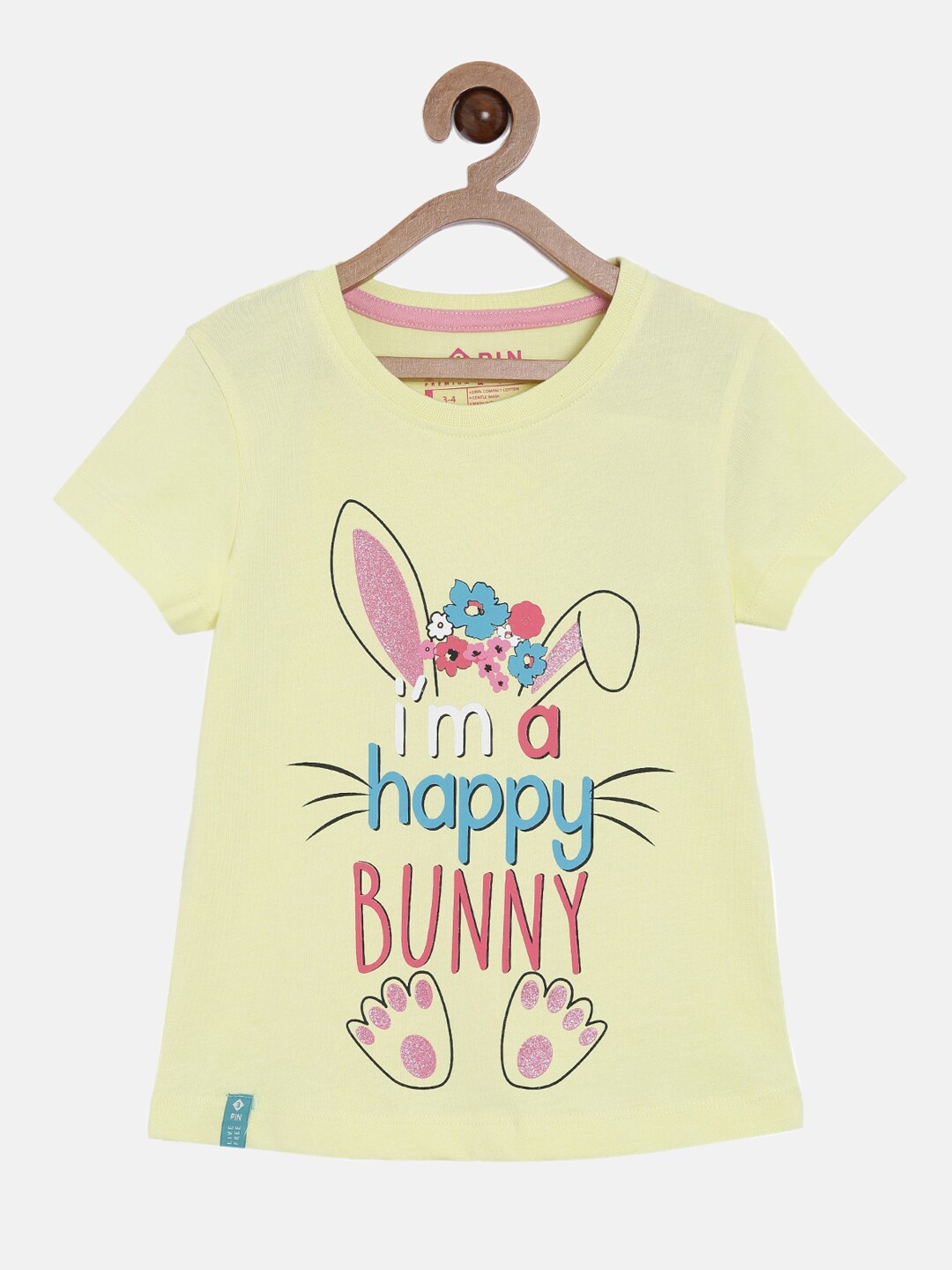 

3PIN Girls Yellow Floral Printed T-shirt