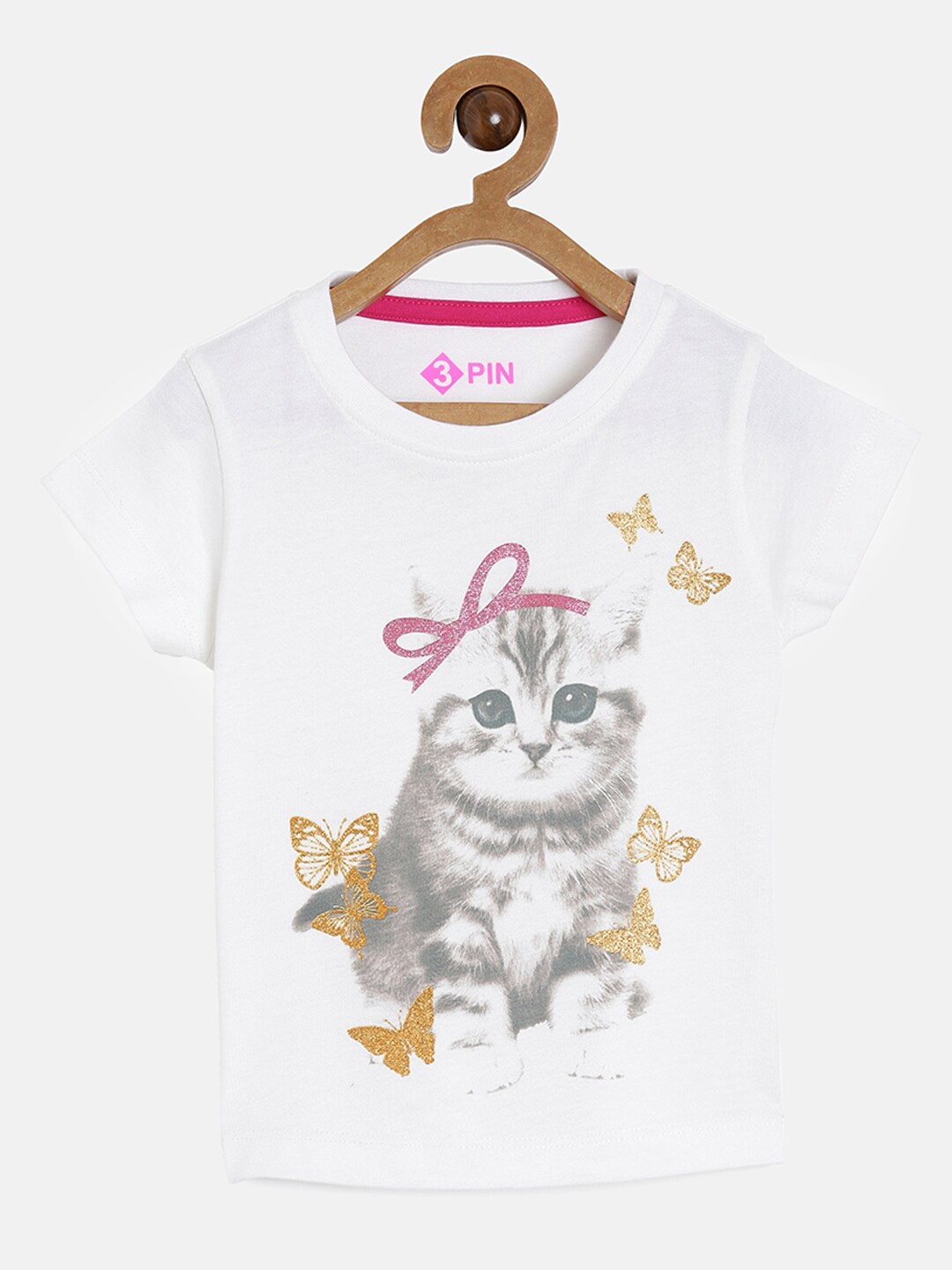 

3PIN Boys White Printed Pure Cotton T-shirt