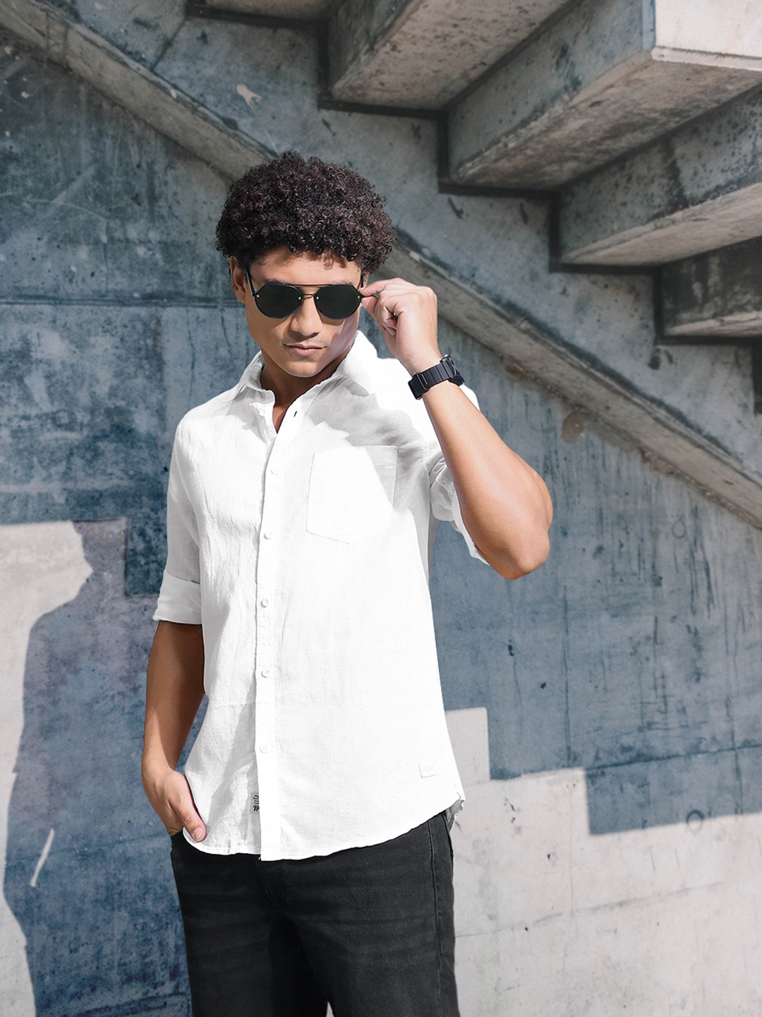 

Roadster Men White Casual Shirt
