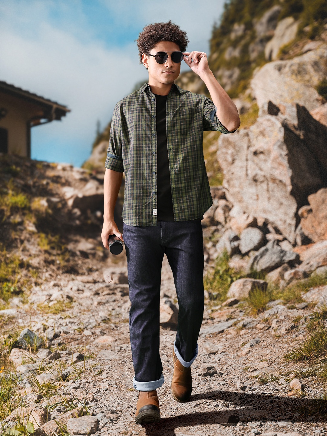 

Roadster Men Navy Blue Tartan Checked Opaque Sustainable Casual Shirt