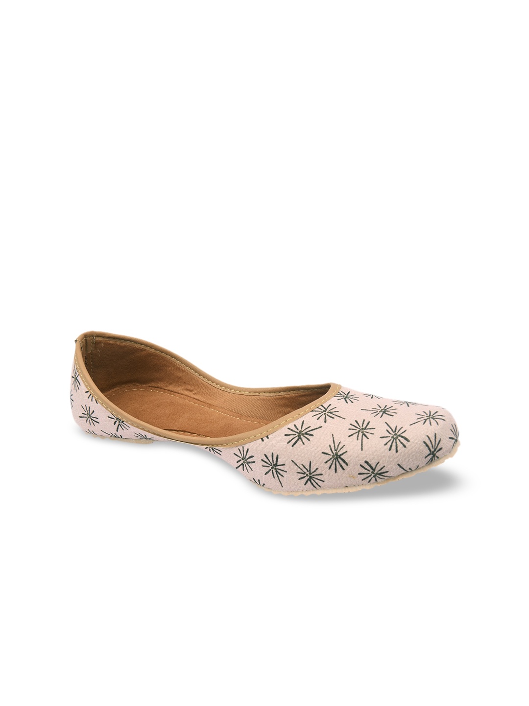 

DESI COLOUR Women Pink Printed Mojaris Flats