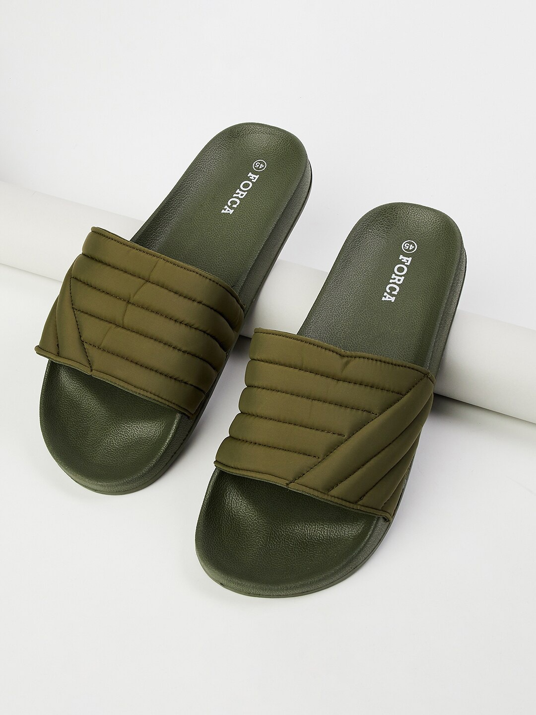 

Forca by Lifestyle Men Olive Green Rubber Sliders