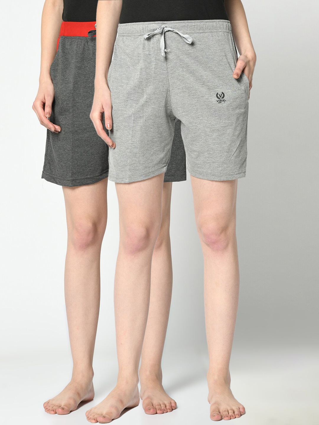 

VIMAL JONNEY Women Grey Pack Of 2 Lounge Shorts