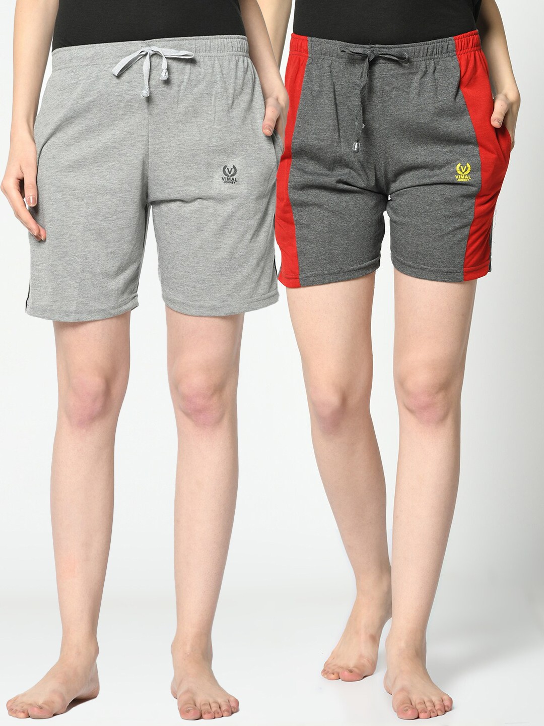 

VIMAL JONNEY Women Pack Of 2 Grey Lounge Shorts