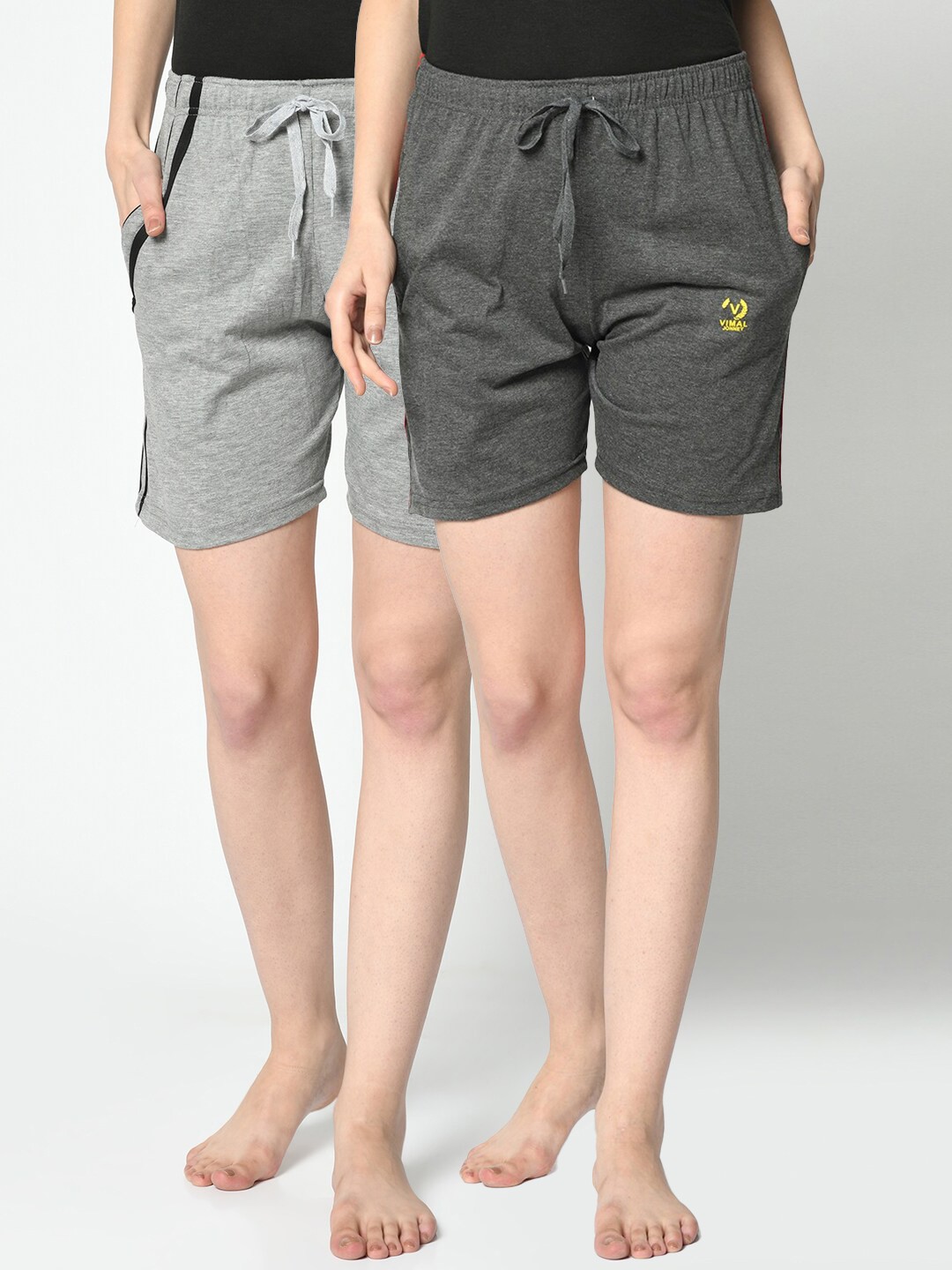 

VIMAL JONNEY Women Pack Of 2 Grey Lounge Shorts