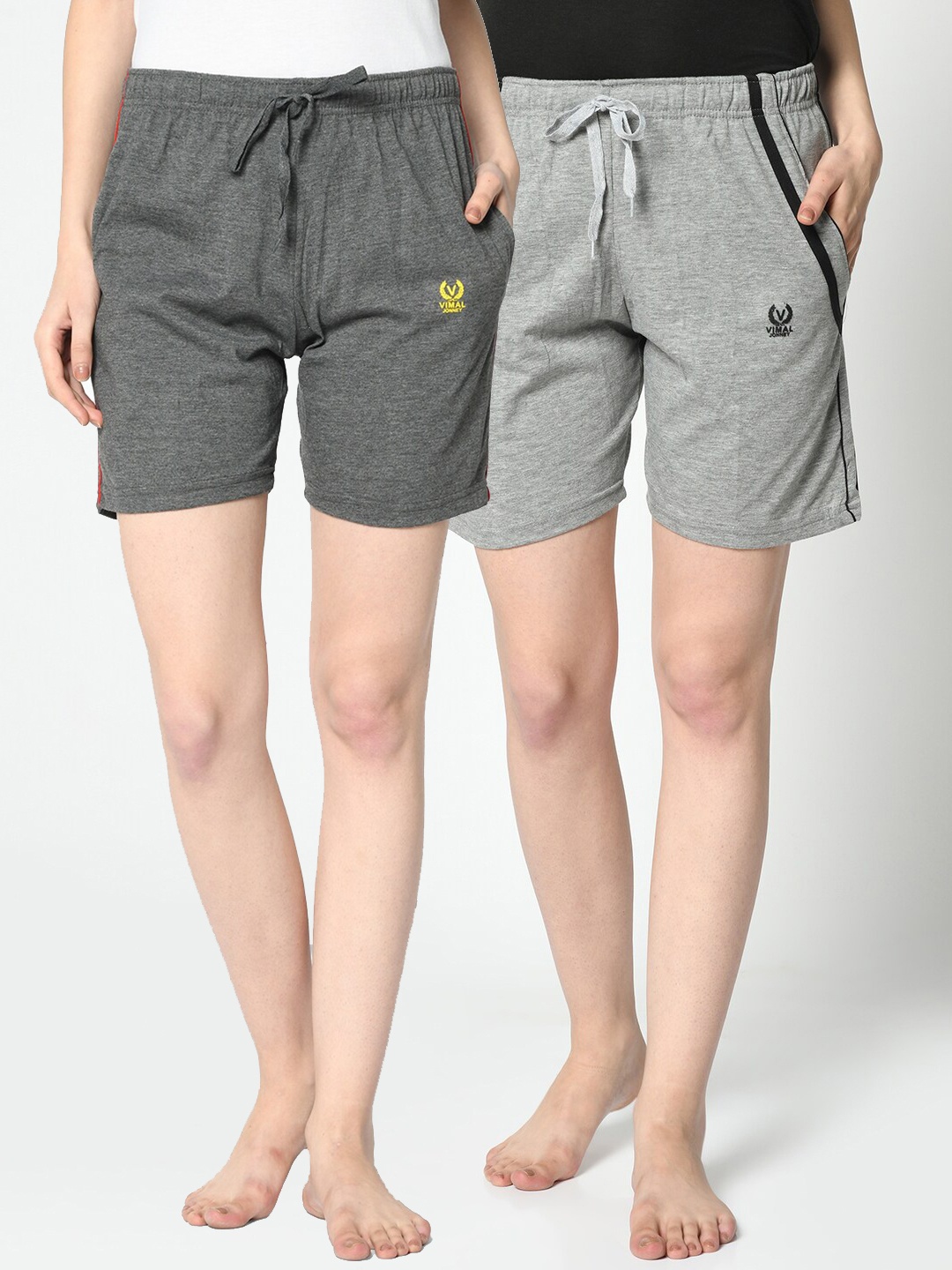 

VIMAL JONNEY Pack Of 2 Women Grey Lounge Shorts