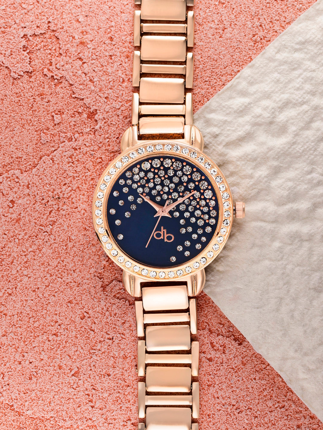

DressBerry Women Navy Stone-Studded Dial Watch DB2-B, Navy blue