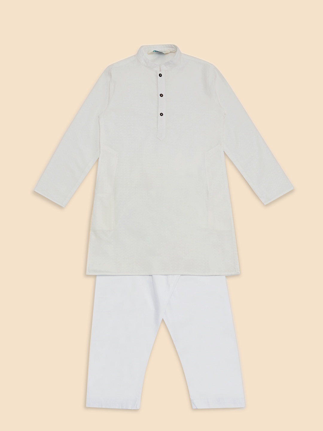 

indus route by Pantaloons Boys Off White Pure Cotton Kurta with Pyjamas