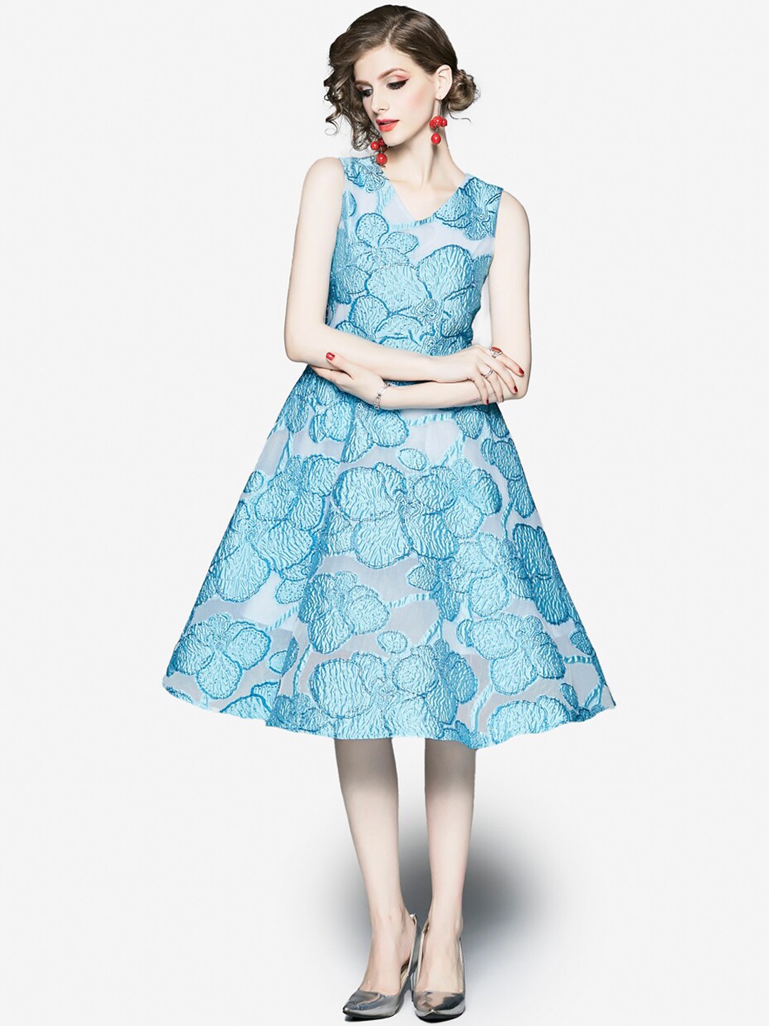 

JC Collection Women Blue Floral Dress
