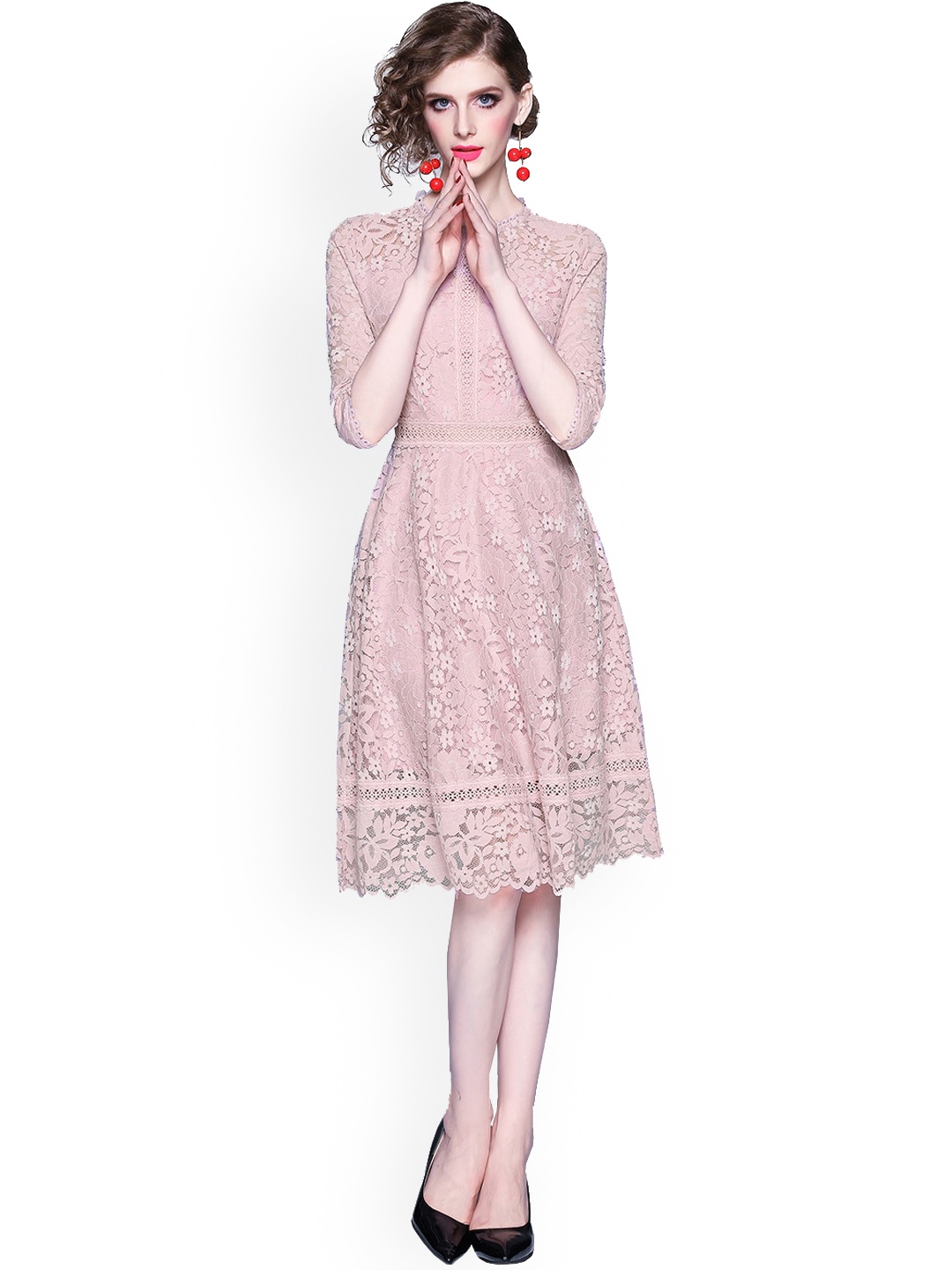 

JC Collection Women Pink Self Design Fit & Flare Dress