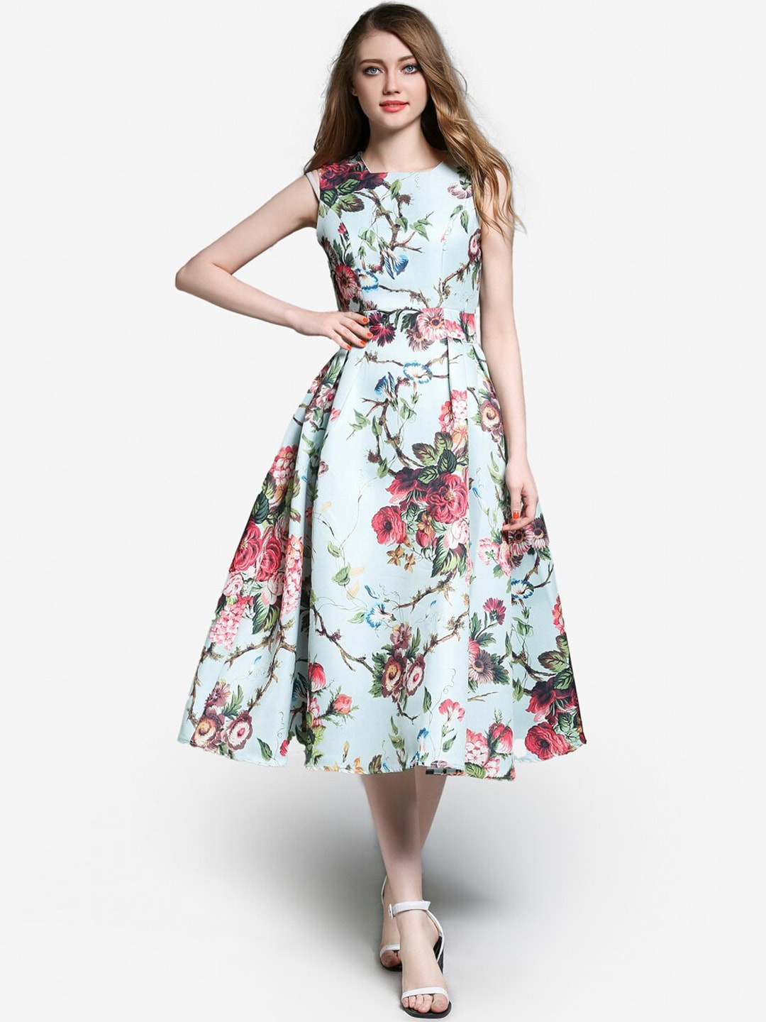 

JC Collection Blue Floral Sheath Dress