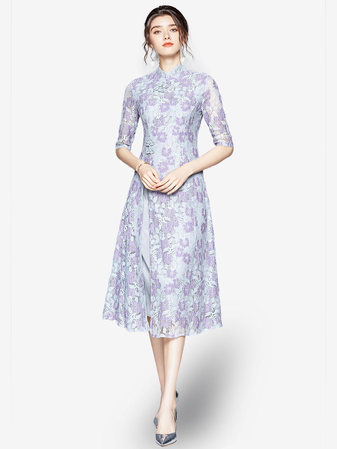 

JC Collection Women Purple & Blue Fit& Flare Dress