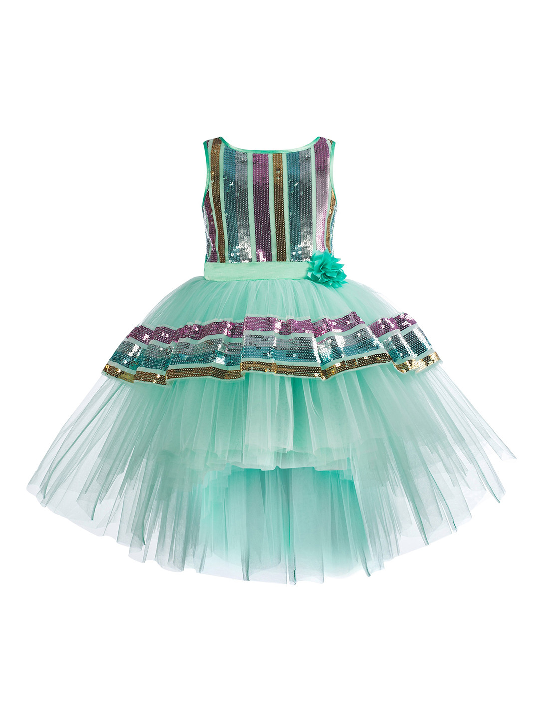 

Toy Balloon kids Green Embellished Net Dress
