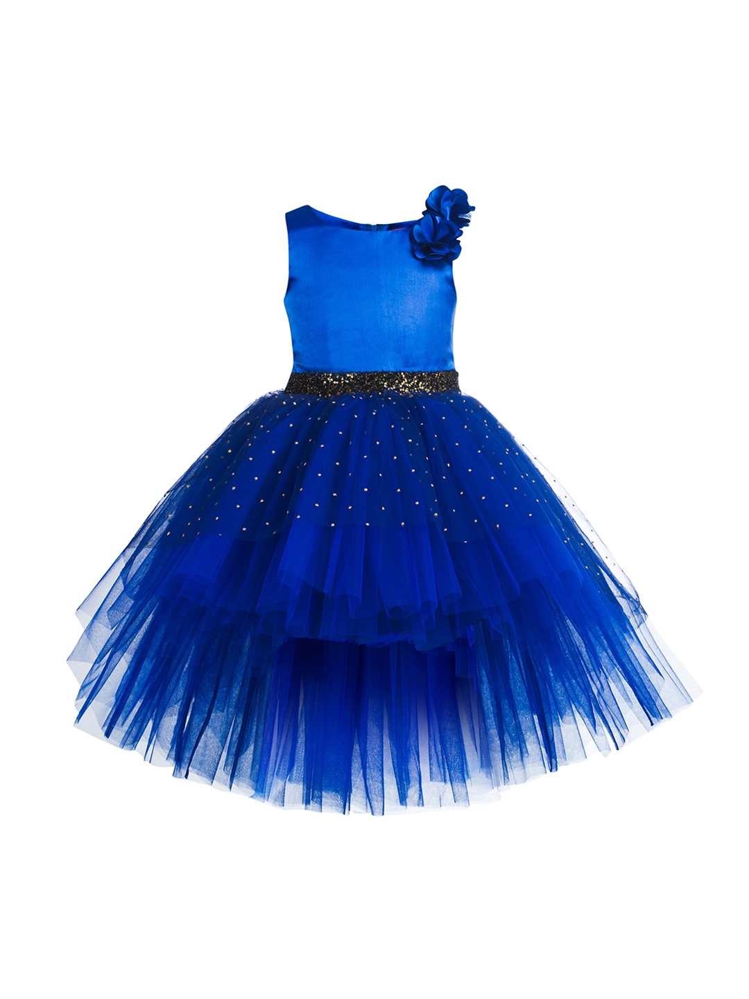 

Toy Balloon kids Girls Blue Net Embellished High Low Party Dress