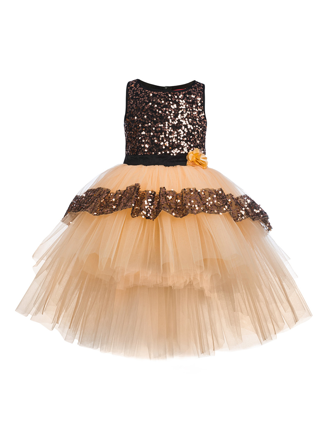 

Toy Balloon kids-Girls Gold-Toned Embellished Net Dress