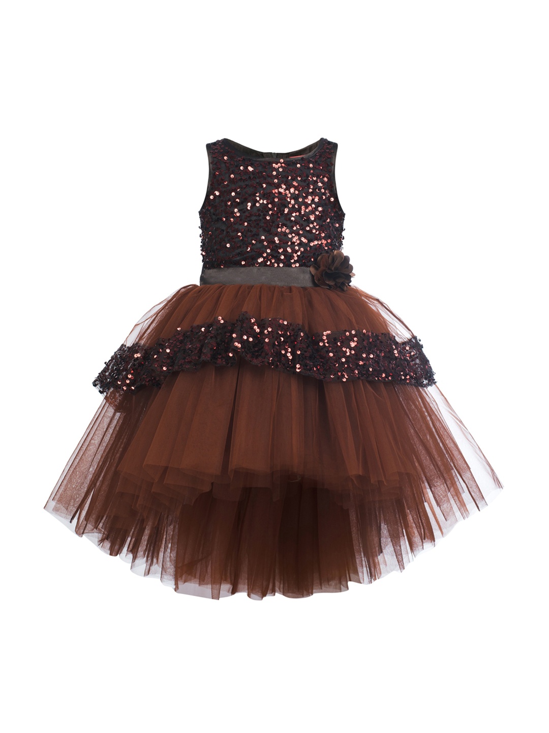 

Toy Balloon kids GIrls Brown Embellished Fit & Flare Dress
