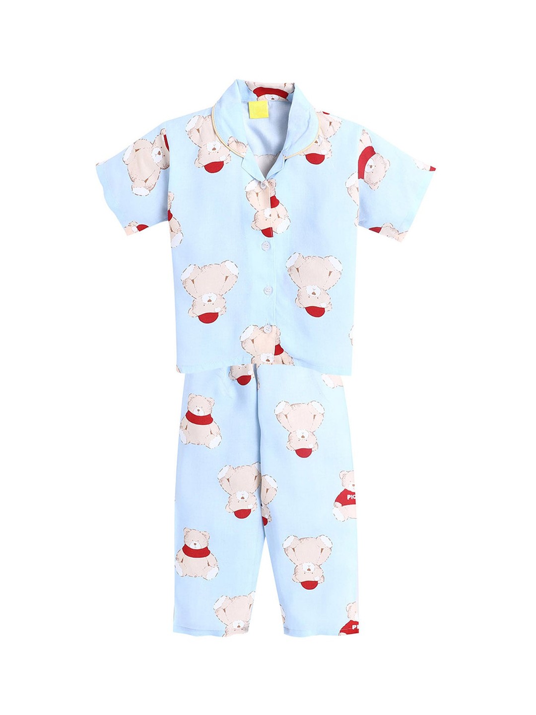 

The Magic Wand Girls Turquoise Blue & Beige Printed Night suit
