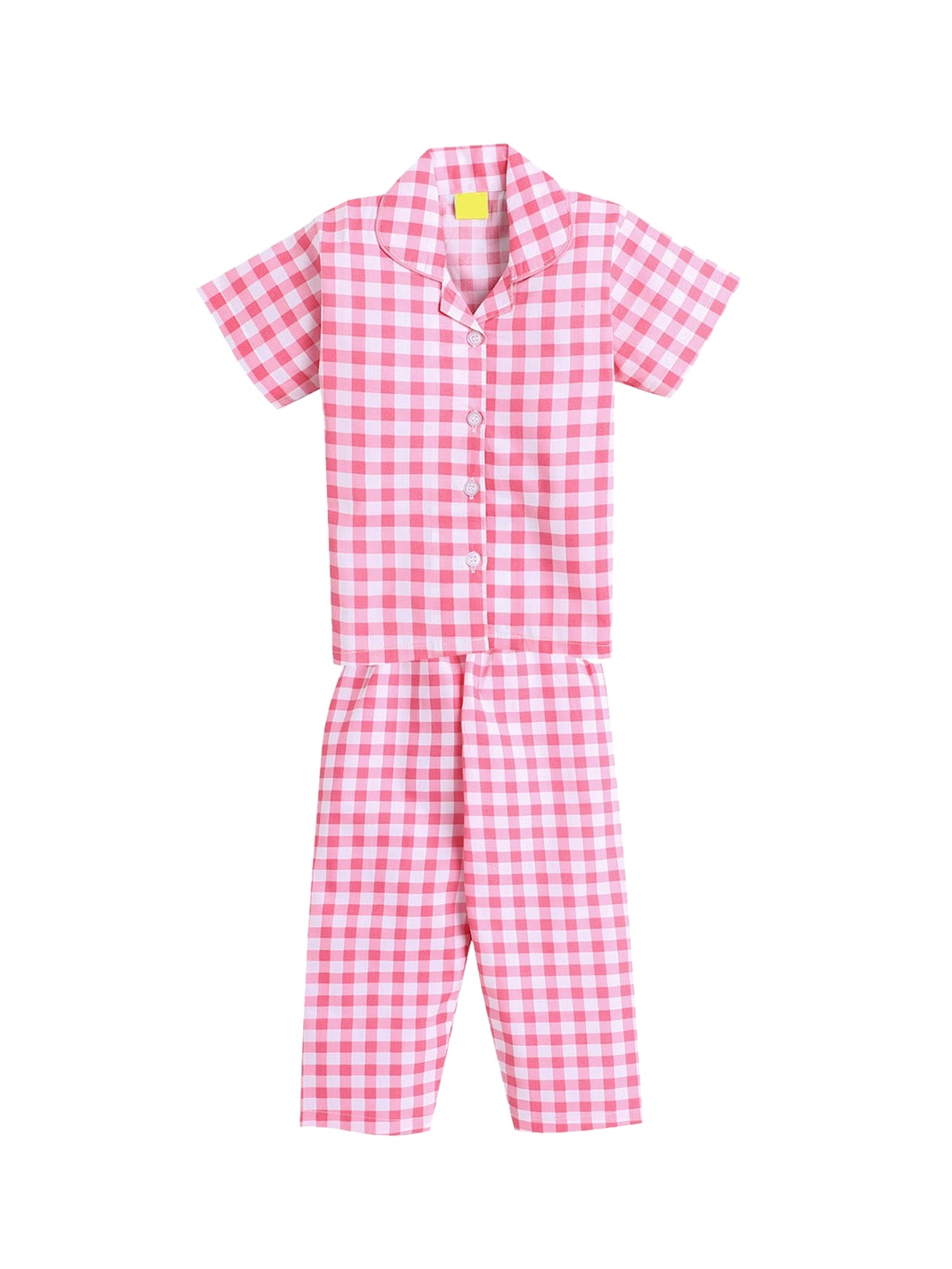 

The Magic Wand Girls Pink & White Checked Night Suit