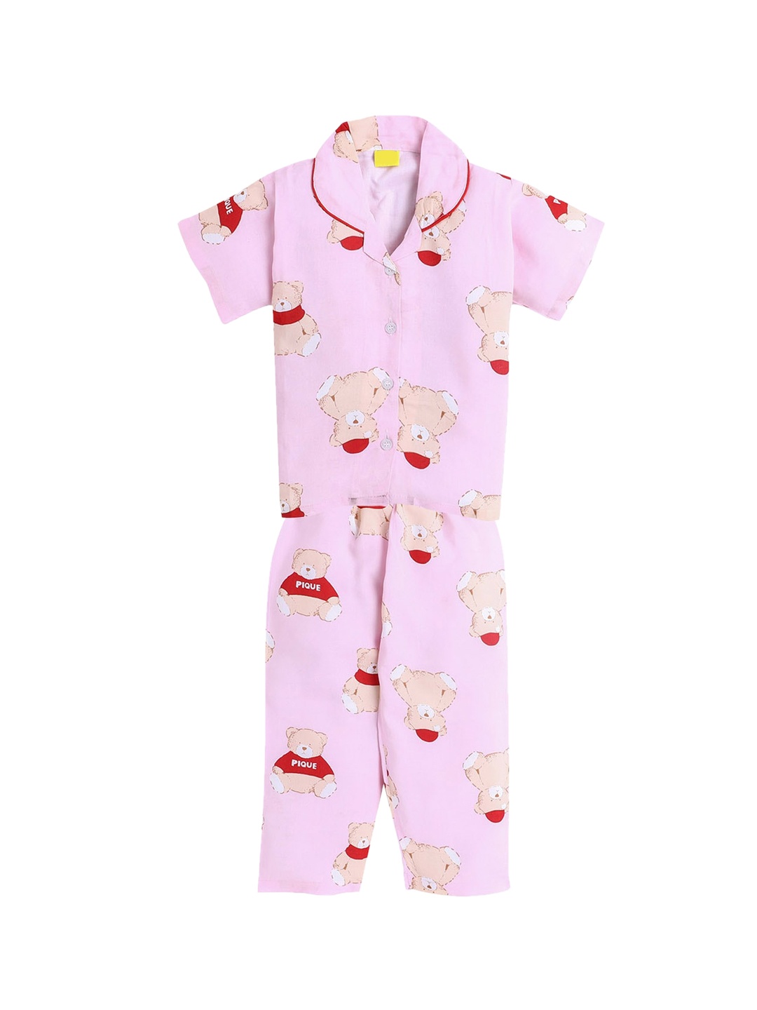 

The Magic Wand Girls Pink & Red Printed Night suit