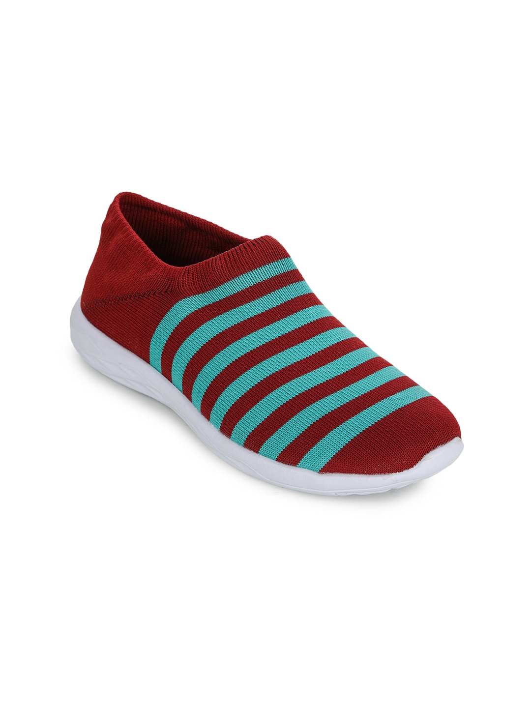 

Liberty Women Maroon & Green Striped Walking Non-Marking Shoes
