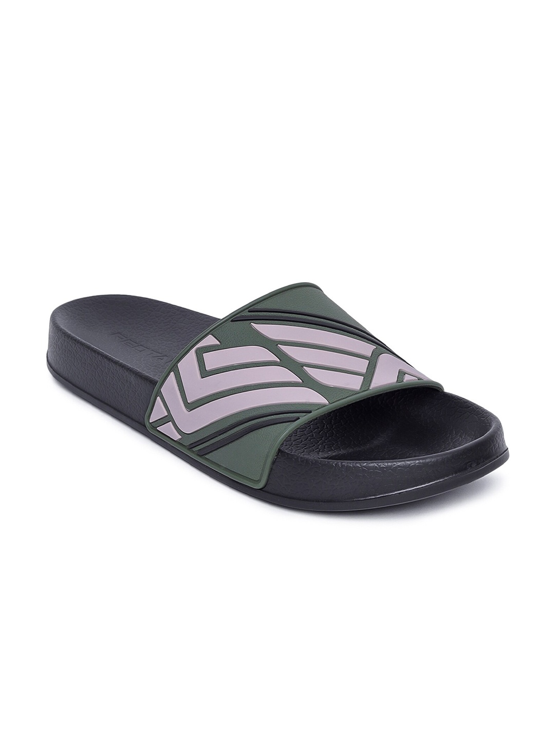 

Red Tape Men Olive Green & Grey Rubber Sliders